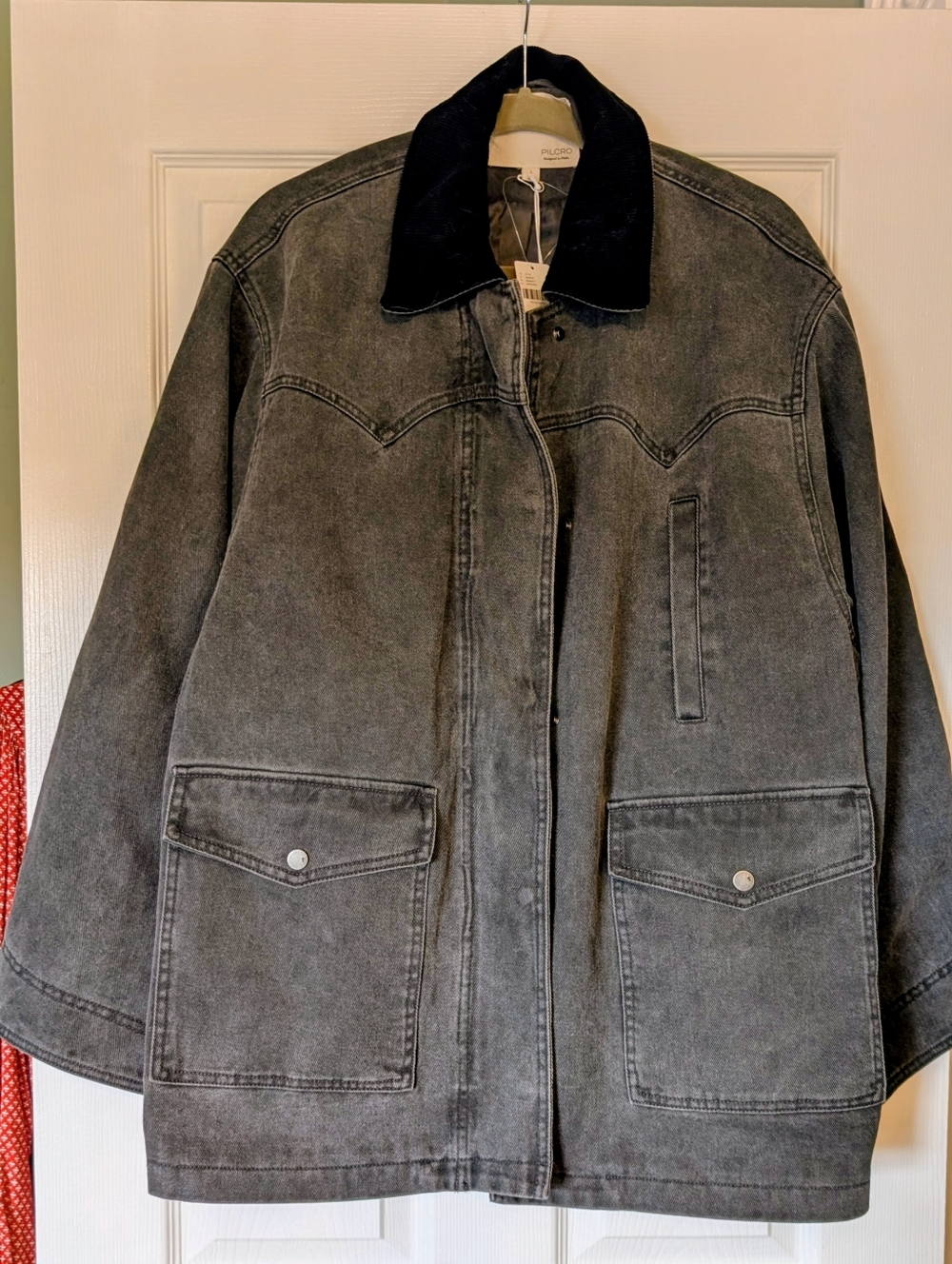 Anthropologie Pilcro Women's (Unisex) Washed Grey Barn Jacket Lg NWT